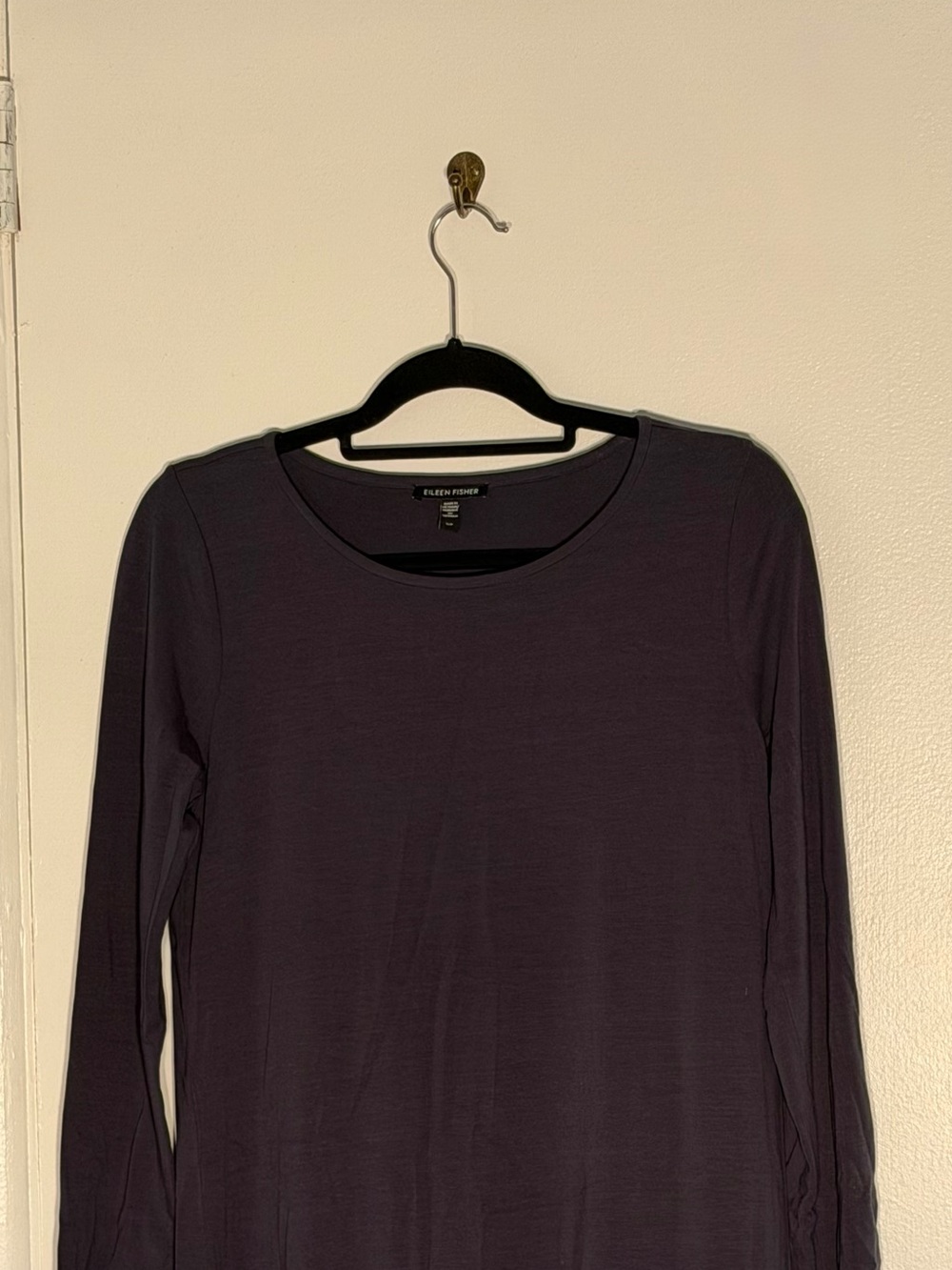 NWOT Eileen Fisher Dress Long Sleeve Scoop Neck in Plum Small Tencel